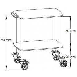 dimensions du Guéridon de soins résine compacte 2 plateaux teamalex