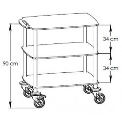 dimensions du Guéridon de soins résine compacte 3 plateaux teamalex