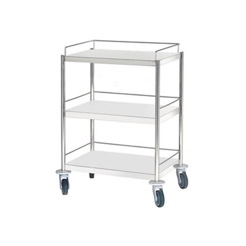 Chariot inox 3 Plateaux avec galeries 3 côtés Chariot inox 3 Plateaux avec galeries 3 côtés