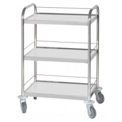 Chariot inox 3 plateaux bords relevés avec galeries 3 côtés