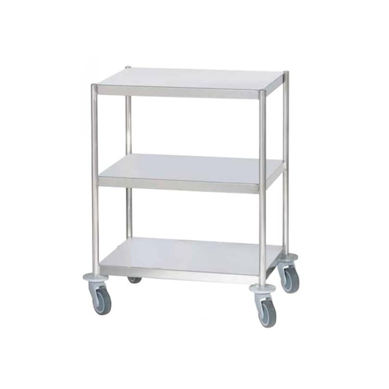 Chariot médical inox 3 plateaux bords tombés Teamalex