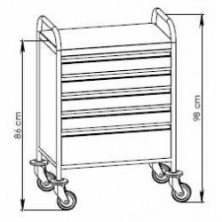 dimensions du Chariot d'urgence couleur 5 tiroirs