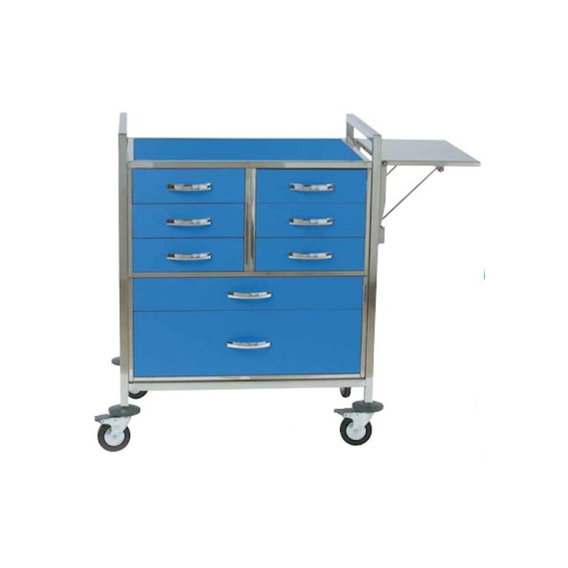 Chariot d'urgence couleur 8 tiroirs et plateau Chariot d'urgence couleur 8 tiroirs et plateau