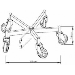 dimensions du piètement 5 branches teamalex