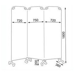 Paravent médical mobile 3 panneaux couleur