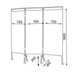 Paravent médical mobile 3 panneaux