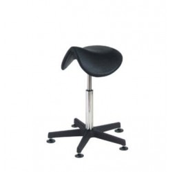 Tabouret selle Pied ABS noir sur patins polyuréthane noir Carina