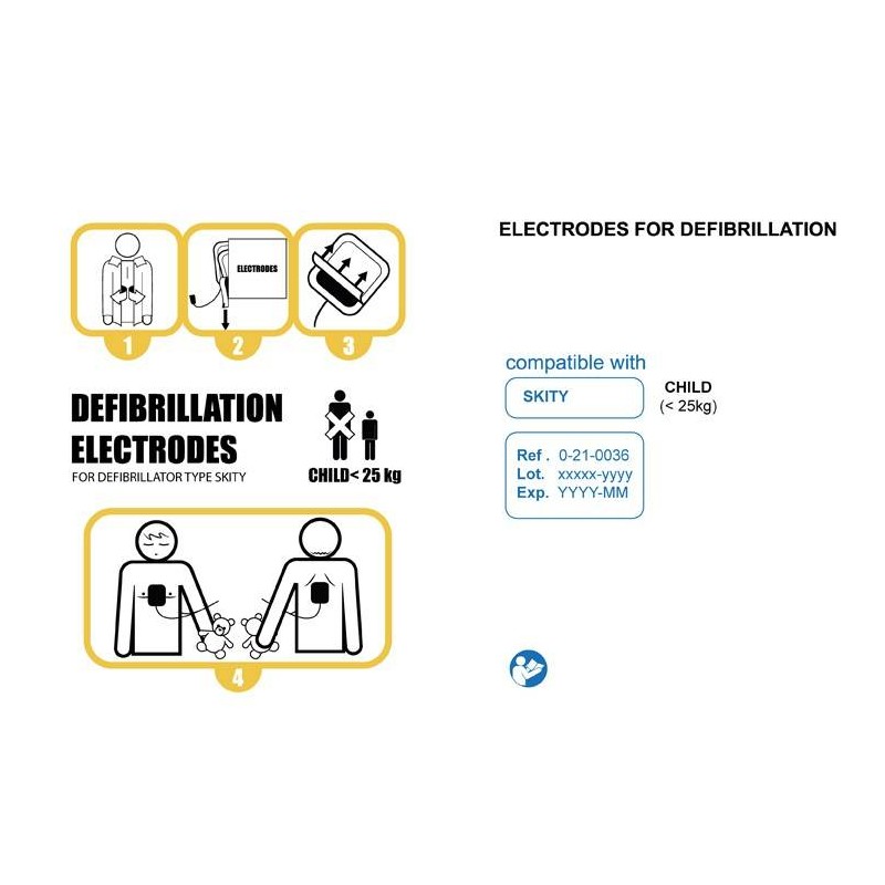 Electrodes pré-connectées "Enfant" pour défibrillateur SKITY Schiller