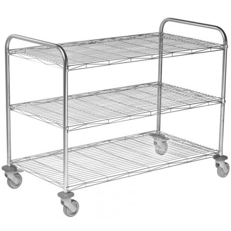 Chariot de transport 3 plateaux fil inox Chariot de transport 3 plateaux fil inox