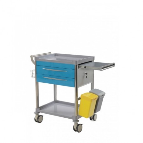 Chariot médical de soins 2 tiroirs bleu teamalex