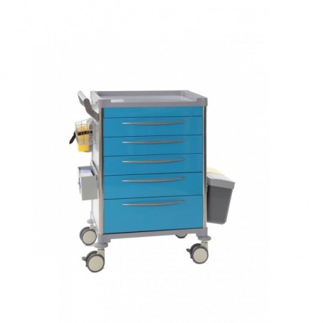 Chariot médical de soins 5 tiroirs Teamalex bleu