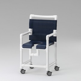 Chaise de douche + ouverture avec assise polyuréthane et dossier textilène