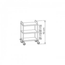 dimensions chariot médical 3 plateaux teamalex