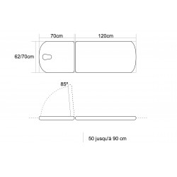 dimensions de la table d'examen CE-2120-R teamalex