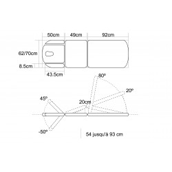 dimensions Table d'ostéopathie multifonctionnelle Mobercas teamalex