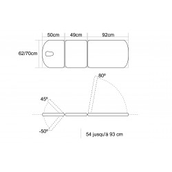 dimensions Table ostéopathie 3 sections Mobercas teamalex