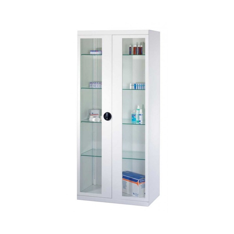 Armoire médicale deux portes battantes vitrées Teamalex