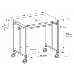 Dimensions de la table inox Teamalex Medical