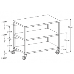 dimensions de table à instruments orthopédie Teamalex