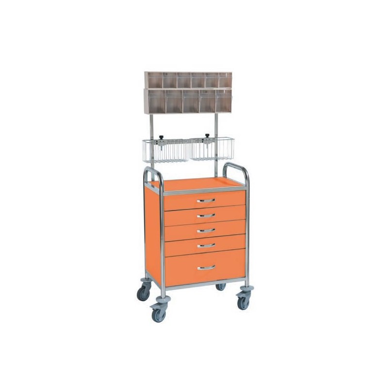 Chariot d'urgence couleur haut 5 tiroirs Teamalex Medical