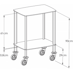 dimensions du chariot médical réf 240