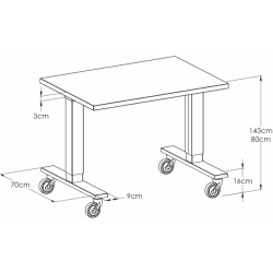 dimensions table de conditionnement teamalex