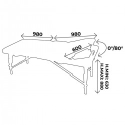 Dimensions Table de massage pliante Woodplus Carina