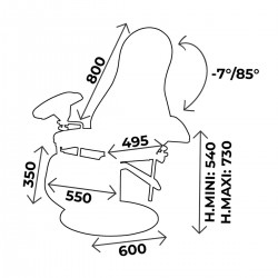 Dimensions Fauteuil de prélèvement électrique Carina Medical