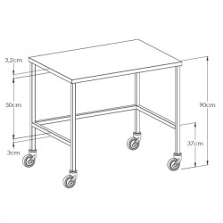 dimensions table de conditionnement Teamalex Medical