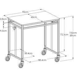 dimensions Table pont chirurgicale plateau teamalex