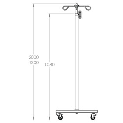 dimensions Pied à perfusion encastrable inox Teamalex