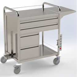 Chariot médical d'urgence inox 4 tiroirs Teamalex