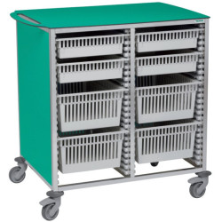 Chariot modulaire médical double en résine composite vert Teamalex