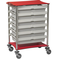 Chariot modulaire ouvert sortie latérale plateaux résine Teamalex