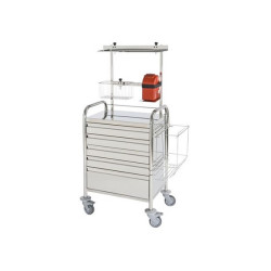 Chariot d'urgence inox 5 tiroirs Teamalex Medical