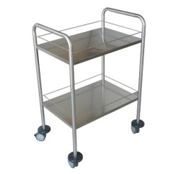 Guéridon médical inox 2 plateaux avec galeries Teamalex