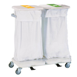 Chariot à linge deux sacs avec couvercles et pédales Teamalex Medical