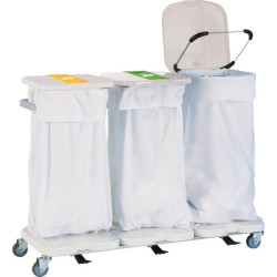 Chariot à linge trois sacs avec couvercles et pédales Teamalex Medical