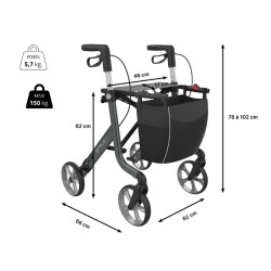 Déambulateur 4 roues Rollator Rehasense Space Teamalex Medical