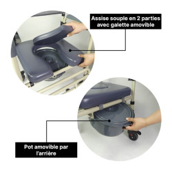 Chaise percée médicale mobile de toilette Sardaigne - Teamalex Médical