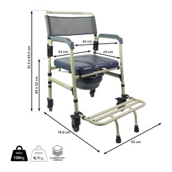 Chaise percée médicale mobile Sardaigne Dimensions - Teamalex Médical