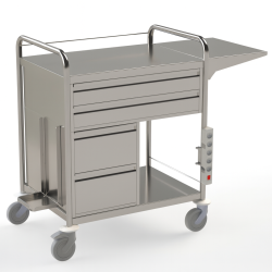 Chariot médical d'urgence inox 4 tiroirs Teamalex