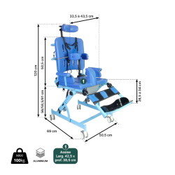 Chaise douche wc enfant Pelican dimensions teamalex medical