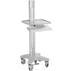 Chariot informatique hauteur réglable avec tablette, support clavier et tapis de souris teamalex medical