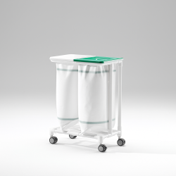 Chariot à linge sale à roulettes 2 sacs teamalex medical