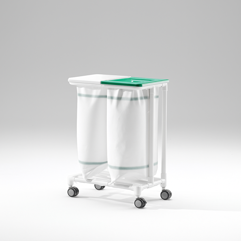 Chariot à linge sale à roulettes 2 sacs teamalex medical