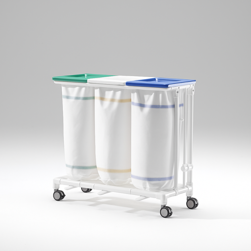 Chariot à linge sale à roulettes 3 sacs teamalex medical