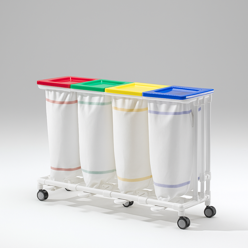 Chariot à linge sale à roulettes 4 sacs teamalex medical