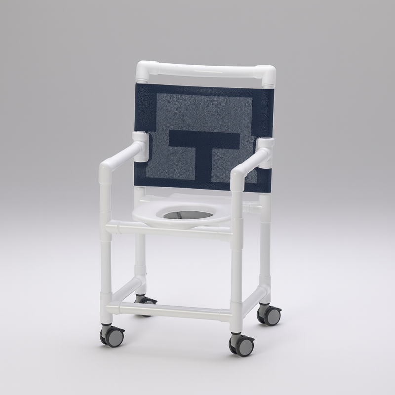 Chaise de douche et toilettes avec lunette ergonomique bleu fonçé Teamalex medical
