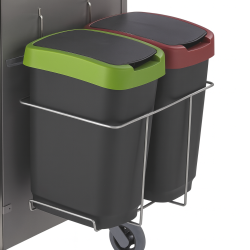 Poubelle double chariot inox
